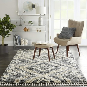 image:imageNourison Home Scandinavian Shag Denim Blue 710 x 106 Area Rug Easy Clean Non Shedding Bed Room Living Room Dining Room Kitchen 8x11GreyIvory