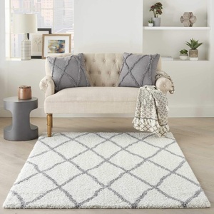 image:imageNourison Home ShangriLa Lattice Shag IvoryLight Grey 8 x 10 Area Rug 8 x 10IvoryLight Grey