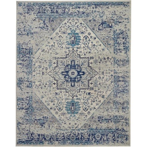 image:imageNourison Home Tranquil IvoryLight Blue 8 x 10 Area Rug  Easy Clean Non Shedding Bed Room Living Room Dining Room Kitchen 8 x 10IvoryLight Blue