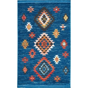 image:imageNourison Home Tribal Decor White 53 x 76 Area Rug  Easy Clean Non Shedding Bed Room Living Room Dining Room Kitchen 5 x 8Blue