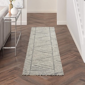 image:imageNourison Home Vail White Blue 23 x 76 Area Rug  Easy Clean Non Shedding Bed Room Living Room Dining Room Kitchen 8 RunnerGreyWhite