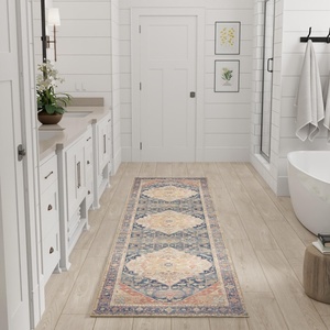 image:imageNourison Home Vintage Washables Blue Green 2 x 6 Area Rug  Easy Clean Non Shedding Bed Room Living Room Dining Room Kitchen 6 RunnerBlue Coral