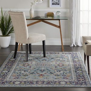 image:imageNourison Home Global Vintage Traditional TealMulticolor 53 x 76 Area Rug Easy Clean Non Shedding Bed Room Living Room Dining Room Kitchen 5x8
