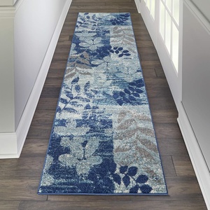 image:imageNourison Home Tranquil IvoryLight Blue 8 x 10 Area Rug  Easy Clean Non Shedding Bed Room Living Room Dining Room Kitchen 8 x 10NavyLight Blue