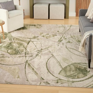 image:imageNourison Home Astra Machine Washable Beige Green 9 x 12 Area Rug  Easy Clean Non Shedding Bed Room Living Room Dining Room Kitchen 9 x 12Beige Green