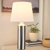 image:imageNourison Home 22 Blue amp White Striped Ceramic Cylinder Table Lamp for Bedroom Living Room Console EntrywayBLUEWHITE STRIPED