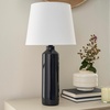 image:imageNourison Home 22 Blue amp White Striped Ceramic Cylinder Table Lamp for Bedroom Living Room Console EntrywayDARK BLUE
