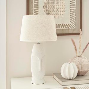 image:imageNourison Home 21 OffWhite Abstract Face Ceramic Table Lamp for Bedroom Living Room Console Entryway