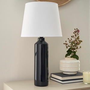 image:imageNourison Home 22 Blue amp White Striped Ceramic Cylinder Table Lamp for Bedroom Living Room Console EntrywayDARK BLUE