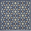 image:imageNourison Home Caribbean Navy 53 x Square Area Rug Retro Floral Bed Room Living Room Dining Room Kitchen Easy Clean Non Shedding 5 SquareNavy