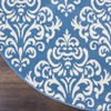image:imageNourison Home Grafix White Blue 53 x Round Area Rug  Easy Clean Non Shedding Bed Room Living Room Dining Room Kitchen 5 x RoundBlue