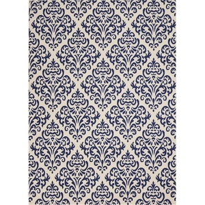 image:imageNourison Home Grafix Damask WhiteBlue 7 x 10 Area rug Easy cleaning Non Shedding Bed Room Living Room Dining Room Kitchen 7x10