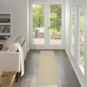 image:imageNourison Home Courtyard Black White 22 x 10 Area Rug  Easy Clean Non Shedding Bed Room Living Room Dining Room Kitchen 10 RunnerNatural