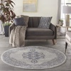image:imageNourison Home Tranquil Grey Navy 4 x Round Area Rug  Easy Clean Non Shedding Bed Room Living Room Dining Room Kitchen 4 x RoundGreyNavy