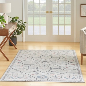 image:imageNicole Curtis Machine Washable Series 1 Traditional Ivory Blue 4 x 6 Area Rug Easy Cleaning Non Shedding Bed Room Living Room Dining Room Kitchen 4x6
