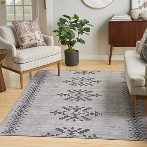 image:imageNicole Curtis Machine Washable Series 1 Geometric IvoryCharcoal 6 x 9 Area Rug Easy Cleaning Non Shedding Bed Room Living Room Dining Room Kitchen 6x9
