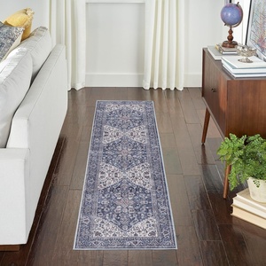 image:imageNicole Curtis Machine Washable Series 1 Vintage Navy Ivory 22 x 8 Area Rug Easy Clean Non Shedding Bed Room Living Room Dining Room Backyard Deck Patio 2x8