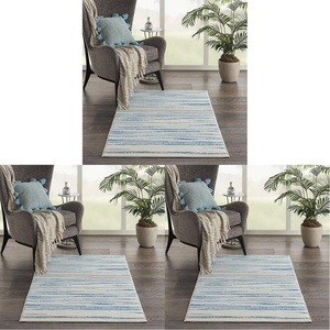 image:imageNourison Jubilant Blue 3 x 5 Area Rug Striped Low Pile Non Slip Indoor Contemporary 3x5 Pack of 3
