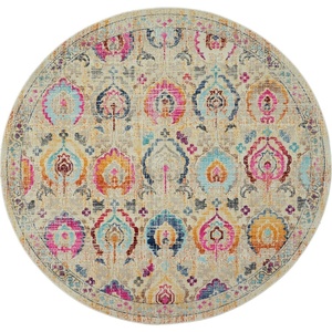 image:imageNourison Home Vintage Kashan Vintage IvoryMulticolor 6 x Round Area Rug Easy Clean Non Shedding Bed Room Living Room Dining Room Kitchen 6 Round